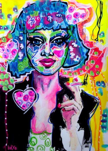 Malerei mit dem Titel "Pause cigarette" von Lidye, Original-Kunstwerk, Acryl