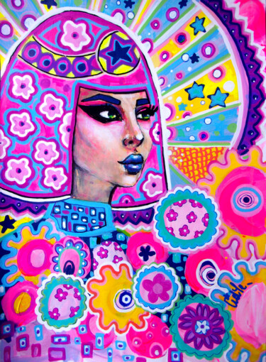 Painting titled "Cleopatre" by Lidye, Original Artwork, Acrylic