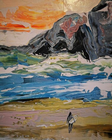 Pittura intitolato "Beach, Village Land…" da Lika Kakhidze, Opera d'arte originale, Acrilico