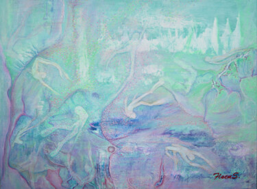 Schilderij getiteld "Freediving" door Lika Floens., Origineel Kunstwerk, Acryl