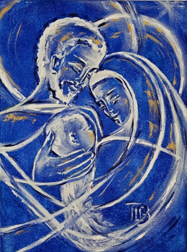 Ζωγραφική με τίτλο ""Et Incarnatus Est"" από Lila Licari, Αυθεντικά έργα τέχνης, Λάδι Τοποθετήθηκε στο Ξύλινο φορείο σκελετό