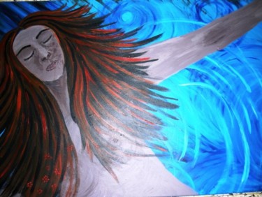 Painting titled "Flow- original acry…" by Lila Benharush, Original Artwork, Oil