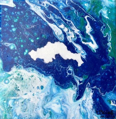 Peinture intitulée "Ile de Batz bleu bl…" par Marie-Pascale Le Goff (L’île à L’eau), Œuvre d'art originale, Acrylique