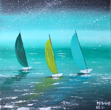 Malerei mit dem Titel "Voiles 2" von Marie-Pascale Le Goff (L’île à L’eau), Original-Kunstwerk, Acryl