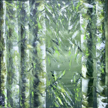 Pintura intitulada "Bambous" por Marie-Pascale Le Goff (L’île à L’eau), Obras de arte originais, Óleo