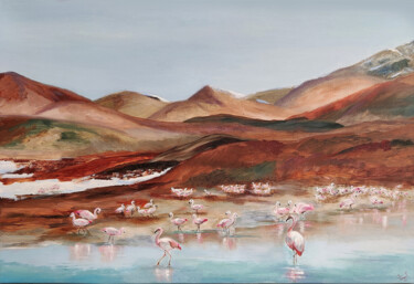 Schilderij getiteld "Laguna Brava" door Liliana Beatriz Teruel, Origineel Kunstwerk, Olie