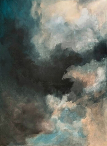 Картина под названием "Blue nebula" - Liliia Herchenova, Подлинное произведение искусства, Акрил Установлен на Деревянная па…