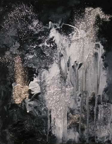 Schilderij getiteld "Black Nebula" door Liliia Herchenova, Origineel Kunstwerk, Acryl