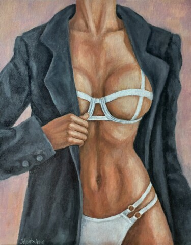 Sexy Nude Woman With Lowered Erotic Black Panties Banco de Imagens