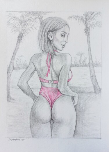 图画 标题为“Beach Moments” 由Liliia Shpitaleva, 原创艺术品, 铅笔