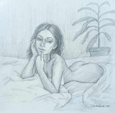 Dessin intitulée "In a good mood, the…" par Liliia Shpitaleva, Œuvre d'art originale, Crayon