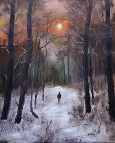 Malarstwo zatytułowany „Sunset Walk” autorstwa Lilith Tonakanyan, Oryginalna praca, Olej Zamontowany na Drewniana rama noszy