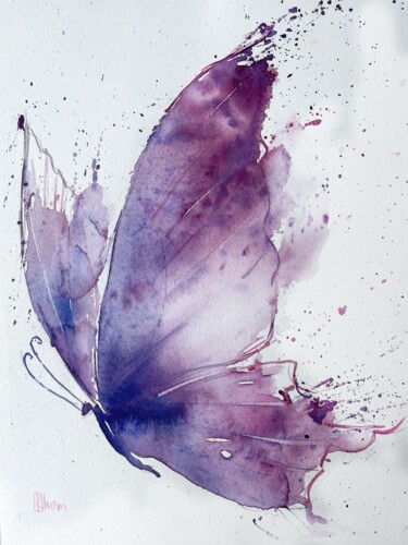 Peinture intitulée "Butterfly" par Liliya Khomyakova (Artelida), Œuvre d'art originale, Aquarelle