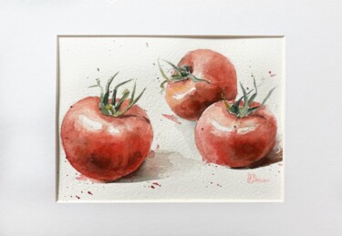 Painting titled "Tomatoes" by Liliya Khomyakova (Artelida), Original Artwork, Watercolor