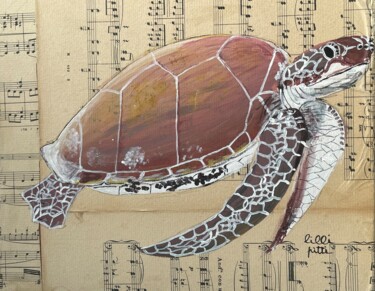 Malerei mit dem Titel "Tartaruga marina" von Lilli Pitti, Original-Kunstwerk, Acryl