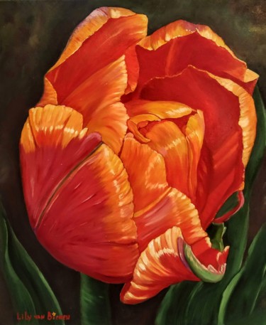 Картина под названием "Tulip van Oranje" - Lily Van Bienen, Подлинное произведение искусства, Масло