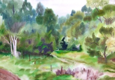 Картина под названием "Зелёный май" - Лиля Муратова, Подлинное произведение искусства, Акварель