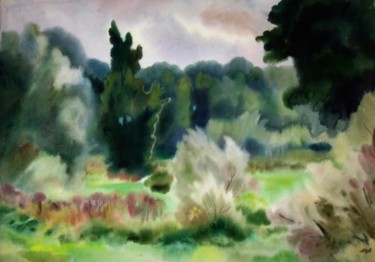 Pintura intitulada "Летний пейзаж (Summ…" por Lilia Muratova, Obras de arte originais, Aquarela
