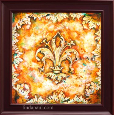 Painting titled "Fleur de Lis India…" by Linda Paul, Original Artwork, Ink