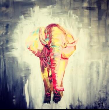 "Elephant Spirit" başlıklı Tablo Linda Omouri tarafından, Orijinal sanat, Akrilik Ahşap Sedye çerçevesi üzerine monte edilmiş