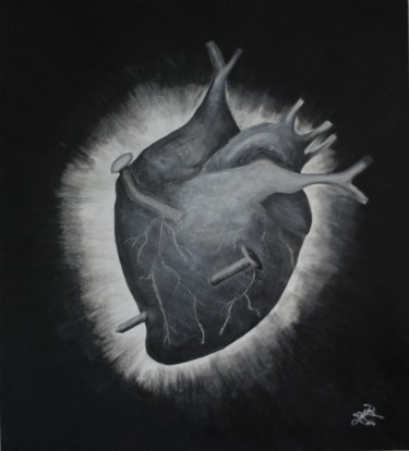 Pittura intitolato "human-heart.jpg" da Linda Berg, Opera d'arte originale