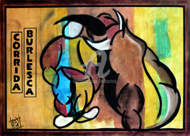 Schilderij getiteld "Corrida burlesca 1" door Line Bautista, Origineel Kunstwerk, Acryl