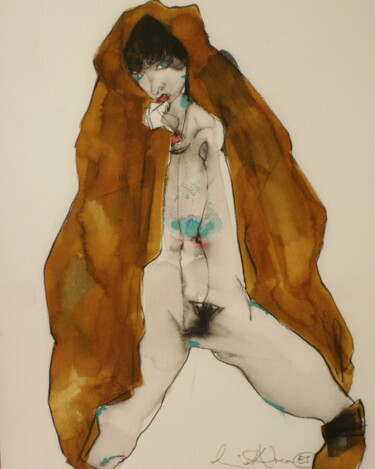 Rysunek zatytułowany „Egon Schiele in Lov…” autorstwa Linet Andrea, Oryginalna praca, Atrament