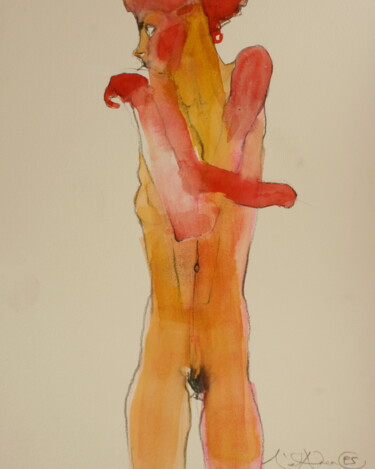 Drawing titled "Egon Schiele in Lov…" by Linet Andrea, Original Artwork, Graphite