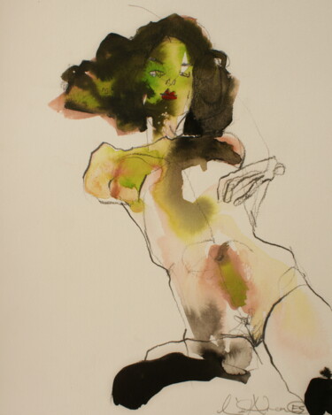 Dibujo titulada "Egon Schiele in Lov…" por Linet Andrea, Obra de arte original, Grafito