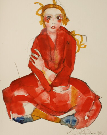 Dessin intitulée "Egon Schiele in Lov…" par Linet Andrea, Œuvre d'art originale, Encre