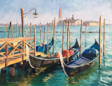 Pittura intitolato "Stroll in Venice - 3" da Ling Strube, Opera d'arte originale, Olio