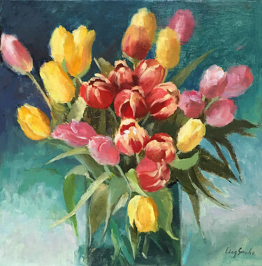 Malarstwo zatytułowany „Tulip Chorus” autorstwa Ling Strube, Oryginalna praca, Olej