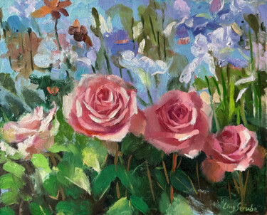 Painting titled "Summer Joy" by Ling Strube, Original Artwork, Oil Mounted on Other rigid panel