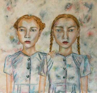Painting titled "Twins by Loretta Lux" by Carina Linné, Original Artwork