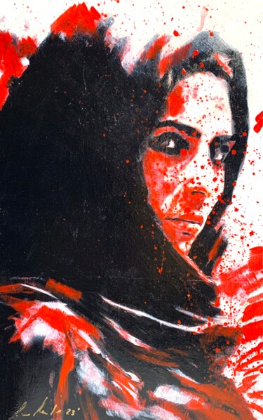 Pittura intitolato "Iranian woman prote…" da Lino Scerbo, Opera d'arte originale, Acrilico Montato su Altro pannello rigido