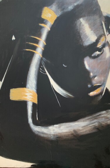 Painting titled "Gold and Black" by Lino Scerbo, Original Artwork, Acrylic