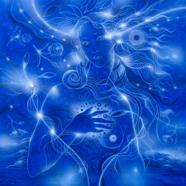 Painting titled "The birth of Blue V…" by Lino Di Vinci, Original Artwork, Airbrush