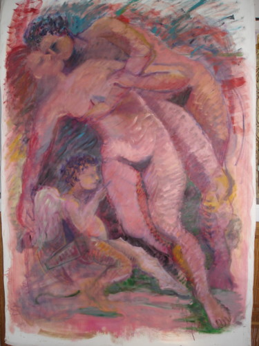 Pintura titulada "Cupid and 2 Wymyn" por Lorraine Inzalaco, Obra de arte original, Oleo