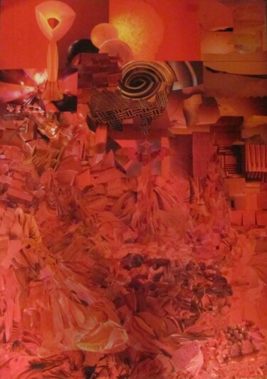 Collages intitulée "Voir Rouge - Aux Mo…" par Lioncaresse, Œuvre d'art originale, Découpages