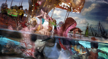 Arte digitale intitolato "Naufrage d'un manèg…" da Lionel Morateur, Opera d'arte originale, Collage digitale