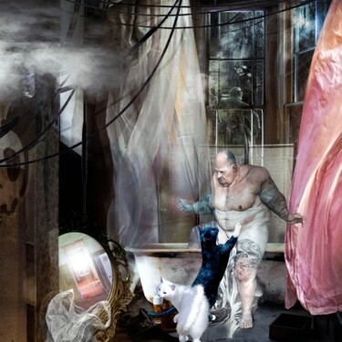 Photography titled "Nu a la baignoire" by Lionel Morateur, Original Artwork, Manipulated Photography