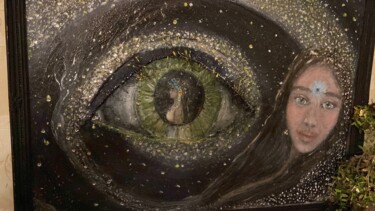 Ζωγραφική με τίτλο "Starseed queen" από Lisa Peters, Αυθεντικά έργα τέχνης, Ακρυλικό Τοποθετήθηκε στο artwork_cat.