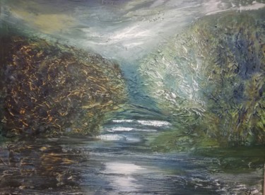 Schilderij getiteld "Moon light river" door Lisa Steeven, Origineel Kunstwerk, Acryl