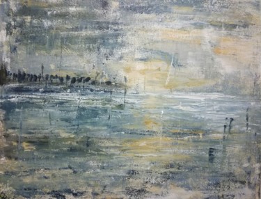 Schilderij getiteld "Evening ocean" door Lisa Steeven, Origineel Kunstwerk, Acryl