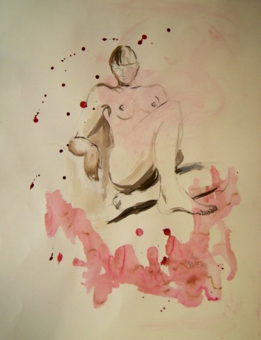 绘画 标题为“Nu assis” 由Lisa Mazzoni, 原创艺术品, 水彩