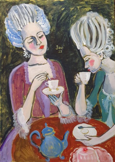 Pintura titulada "Teatime" por Liuba Zdor, Obra de arte original, Acrílico
