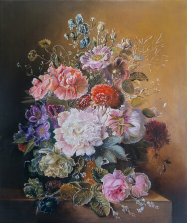 Schilderij getiteld "Bouquet of flowers…" door Lala Belyaevskaya (Lalabel), Origineel Kunstwerk, Olie