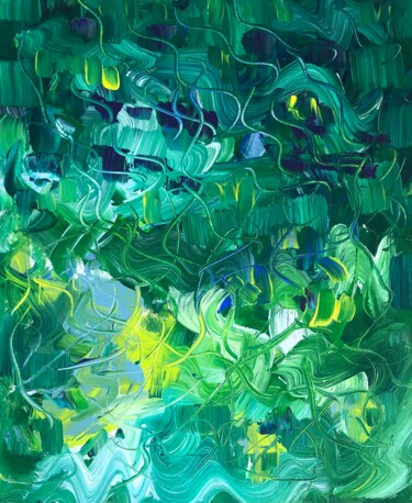 Schilderij getiteld "Green-eyed morning" door Liubov Kondratovich, Origineel Kunstwerk, Acryl