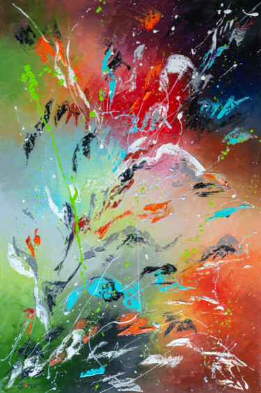 Картина под названием "FLOWERS FLAME" - Liubov Kuptsova, Подлинное произведение искусства, Масло