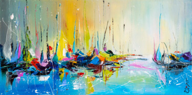 Картина под названием "Morning harbor" - Liubov Kuptsova, Подлинное произведение искусства, Масло